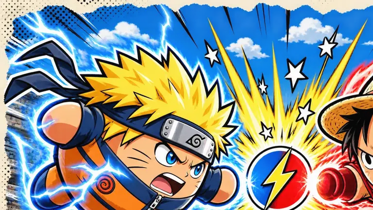 Fan-made illustration of a blue lightning ball fighter above an arena; not a gameplay screenshot.